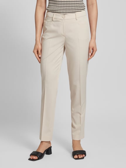 MORE & MORE Spodnie materiałowe o kroju slim fit w kant Piaskowy 4