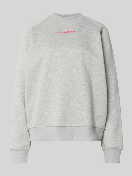 Productfoto, grijs Sweatshirt met Label-Print model 'Loretta' van LeGer by Lena Gercke, katoenmix, loose fit, geribde ronde hals, raglanmouwen, labelprint, geribde boorden, zachte textuur