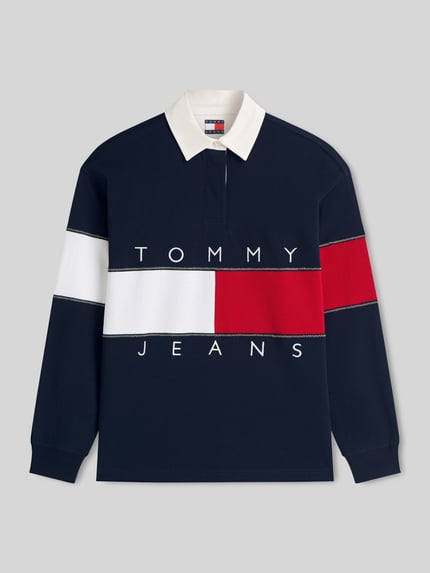 Tommy Jeans Oversize rugbyshirt van puur katoen met logoprint Marineblauw - 2