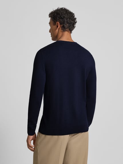 Selected Regular Fit Strickpullover aus reiner Baumwolle Modell 'BERG' Dunkelblau 5