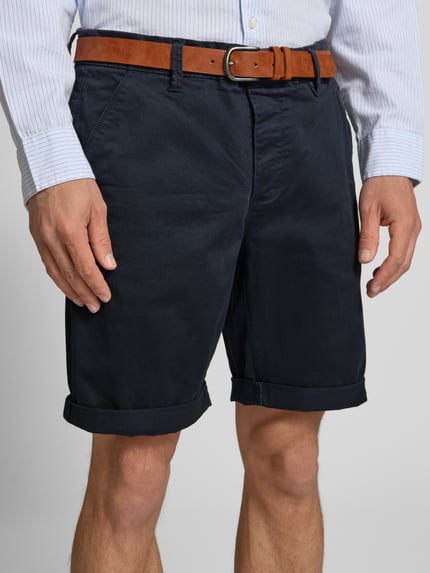 Redefined Rebel Korte regular fit chino met riem, model 'MIKE' Donkerblauw - 3