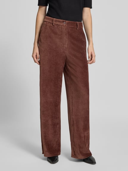 ICHI Corduroy broek met paspelzakken model 'TAMARY' Donkerbruin - 4