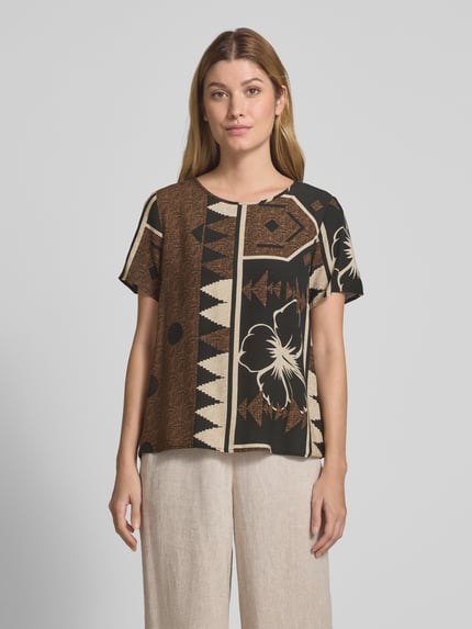 Soyaconcept Blouseshirt met ronde hals, model 'ROSALIE' Middenbruin - 4
