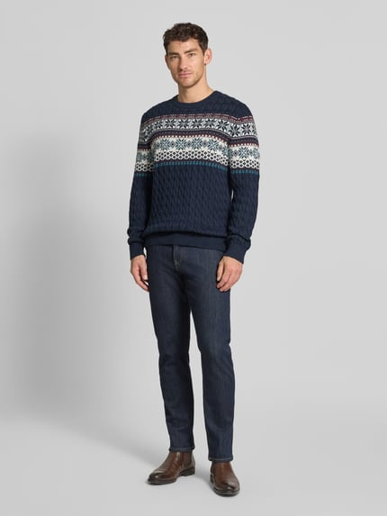 MCNEAL Strickpullover mit gerippten Abschlüssen Dunkelblau 1
