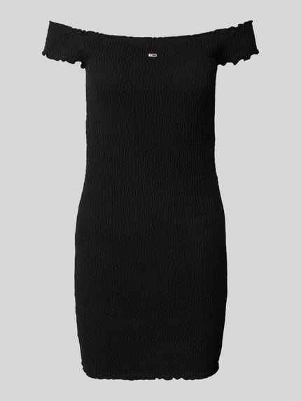 Tommy Jeans Sukienka mini o kroju bodycon z dekoltem carmen Czarny 2