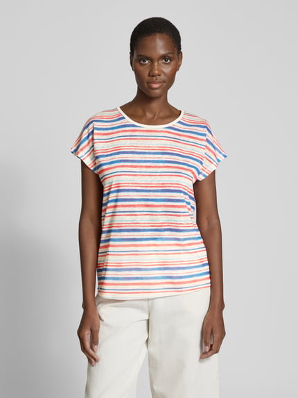 Christian Berg Woman T-Shirt mit geripptem Rundhalsausschnitt Blau 4