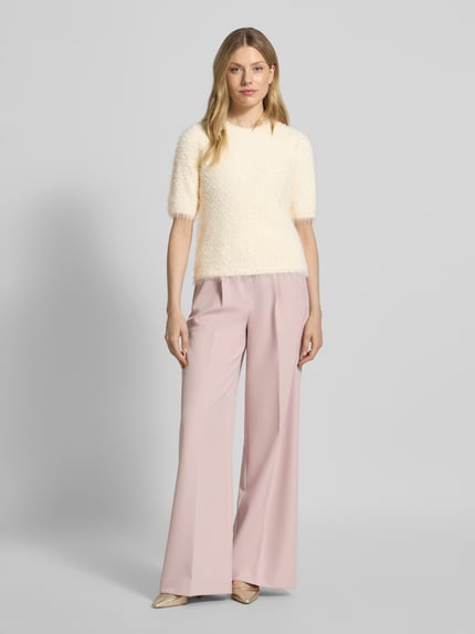 Max Mara Studio Slim Fit Pullover mit Perlenbesatz Weiss 1