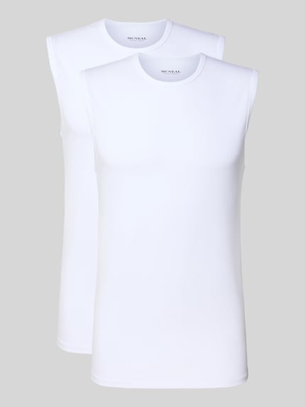 Produktfoto, białe podkoszulki Unterhemd mit Rundhalsausschnitt von MCNEAL, Mieszanka bawełny i elastanu, krój slim fit, szerokie ramiączka