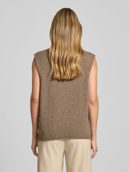 0039 Italy Gebreid shirt van kasjmiermix met col, model 'LACY' Taupe - 5