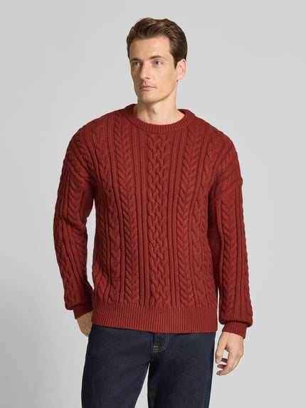 Jake*s Studio Men Strickpullover mit Zopfmuster Rot 4