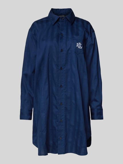 Lauren Ralph Lauren Nachthemd met borstzak Donkerblauw - 1