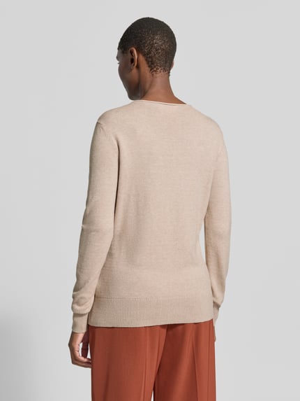 Christian Berg Woman Regular Fit Strickpullover aus Viskose-Mix mit U-Boot-Ausschnitt Metallic Beige Melange 5