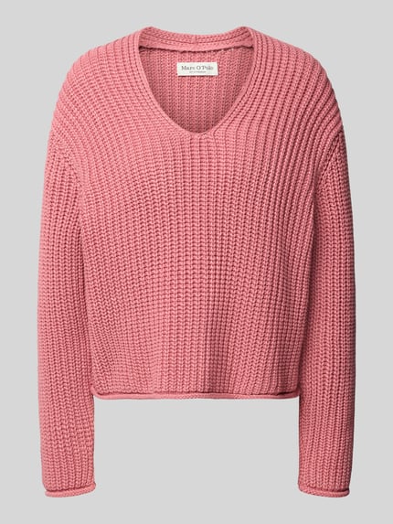 Produktfoto, rosafarbener Loose Fit Pullover aus Baumwoll-Mix von Marc O'Polo, grobe Strickstruktur, Damen Pullover von Marc O'Polo