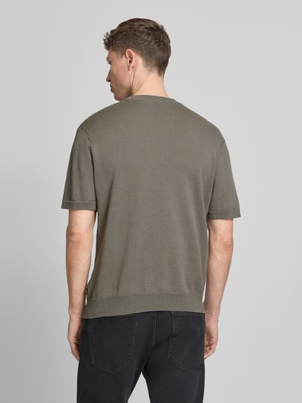 BOSS Orange męski t-shirt o kroju regular fit z mieszanka lnu i bawełny model 'KAJORDINO' Oliwkowy 5