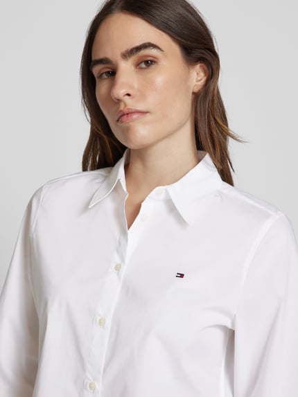 Tommy Hilfiger Bluzka koszulowa o kroju regular fit z wyhaftowanym logo Biały 3