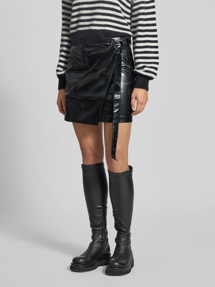 LeGer Minirok in leerlook Zwart - 4