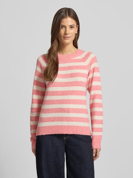 VERO MODA Regular Fit Strickpullover mit Crew Neck Modell 'DOFFY' Koralle 4