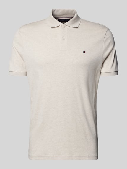 Produktfoto, Regular Fit Poloshirt aus reiner Baumwolle Modell 'LIQUID COTTON' von Tommy Hilfiger in Melange-Optik mit Logo-Stitching, Polokragen, kurzen gerippten Ärmeln und Seitenschlitzen, leichte strukturierte Textur
