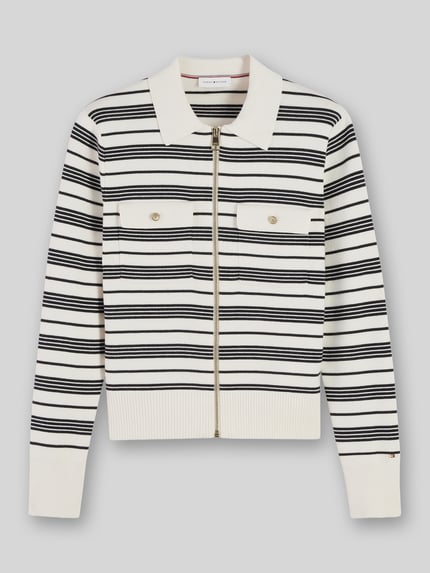 Tommy Hilfiger Regular Fit Strickjacke mit Brusttaschen Weiss 2