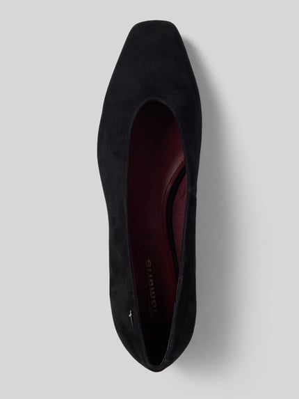 Produktfoto, Ballerina aus echtem Rindsleder von Tamaris in Schwarz mit glatter Oberfläche und eckiger Form, Damen Ballerina von Tamaris