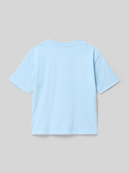 Productfoto, T-shirt met motief- en logoprint van GAP in lichtblauw, puur katoen, straight fit, ruglengte maat 116: 45 cm