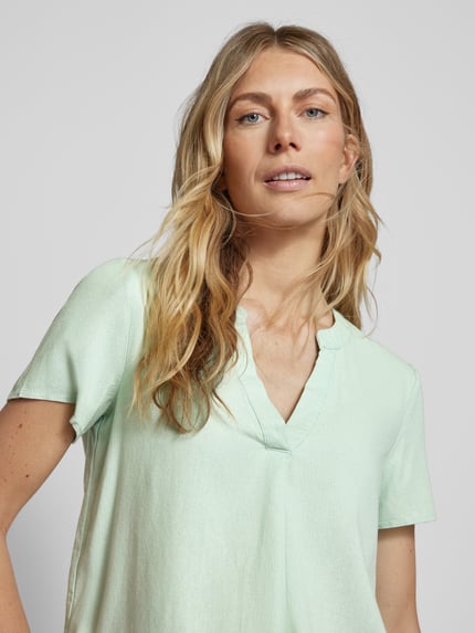 VERO MODA Bluzka z kołnierzem z lamówką model ‘MYMILO’ Trzcinowy 3