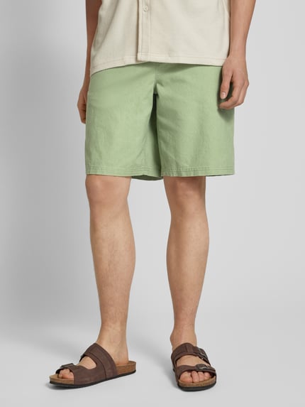 Blend Regular fit sweatshorts van linnenmix, model 'BAY' Olijfgroen - 4