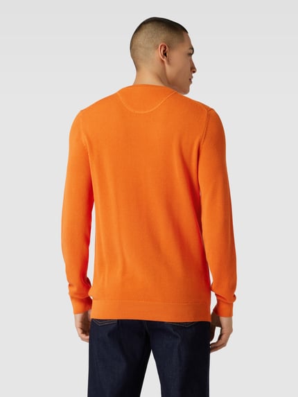 GANT Strickpullover mit Rundhalsausschnitt und Label-Stitching Orange 5
