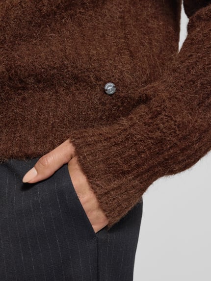 Fynch-Hatton Loose Fit Strickjacke aus Alpaka-Mix mit Woll-Anteil Dunkelbraun 3