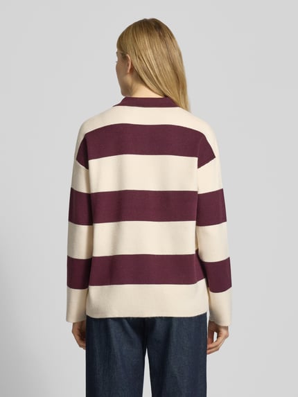 VERO MODA Sweter z dzianiny o kroju regular fit z mieszanki wiskozy model ‘SABA’ Bordowy 5