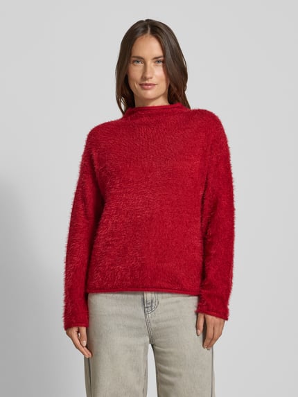 FREE/QUENT Sweter z dzianiny z okrągłym dekoltem model ‘Cat’ Czerwony 4