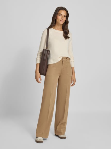 Raffaello Rossi Wide leg broek van viscosemix, model 'MIRU' Camel - 1