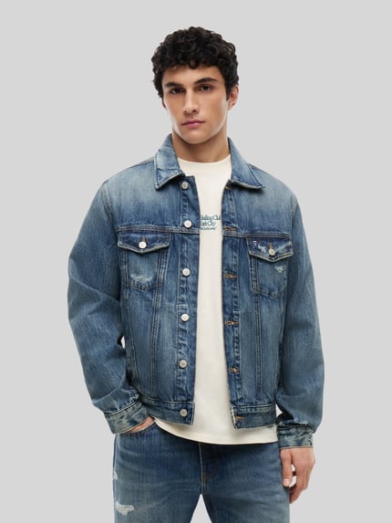 Tommy Jeans Regular Fit Jeansjacke aus Baumwoll-Mix  Dunkelblau 4