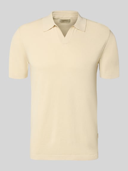 Produktfoto, Regular Fit Poloshirt in Strick-Optik Modell 'Bray' von Blend aus Reine Baumwolle, kurzärmelig, cremefarben, dezente Struktur