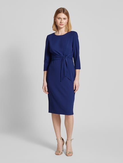 Adrianna Papell Knielange cocktailjurk met knoopdetail Donkerblauw - 4