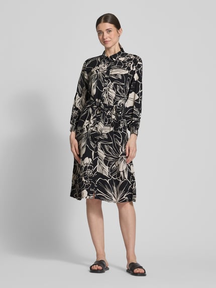Betty Barclay Knielanges Blusenkleid aus Viskose mit Umlegekragen Black 1