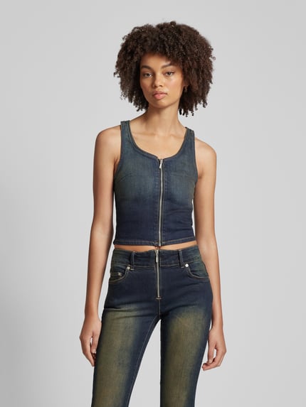 Weekday Denim Tanktop mit Reißverschluss Modell 'Redondo' Jeansblau 4