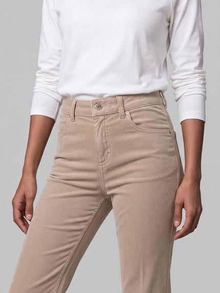 ANGELS Regular Fit Cordhose mit Label-Patch Modell 'Lara' Beige 3
