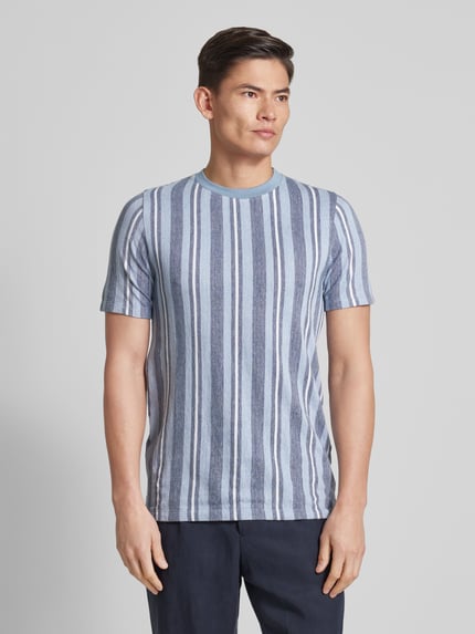 Lindbergh T-shirt o kroju relaxed fit ze wzorem w paski model ‘Towel striped’ Granatowy 4