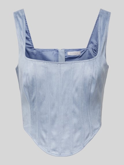 GUESS Crop Top mit Karree-Ausschnitt Modell 'ORIOLA' Jeansblau 2