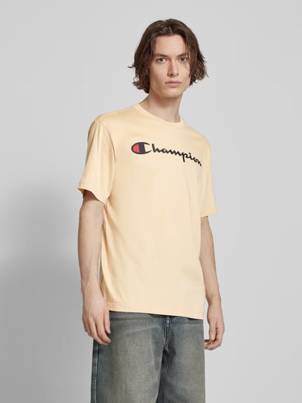 Champion T-Shirt mit Label-Print Beige 4
