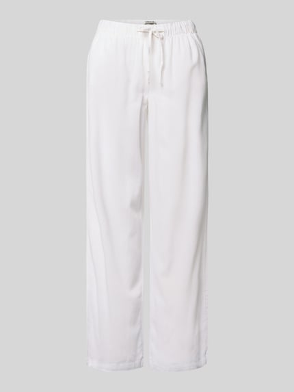 Produktfoto, Wide Leg Leinenhose mit elastischem Bund Modell 'GOA' von Only, unifarben, seitliche Taschen, Viskose-Leinen-Mix, weiß