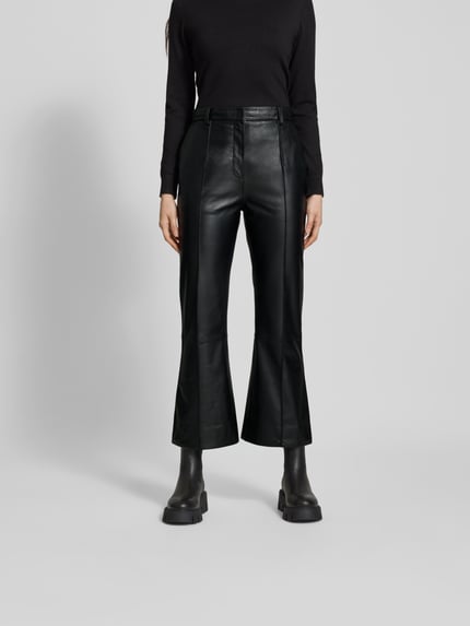 Victoria Beckham High waist leren broek van lamsnappa met deelnaad Zwart - 4