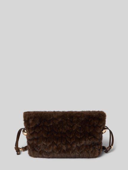 Produktfoto, Crossbody Bag aus Imitatiebont von Liu Jo White in donkerbruin, logodetail, afneembare schouderband, Hoofdvak met magneetsluiting, Breedte maat 1: 32 cm, Lengte maat 1: 20 cm, Diepte maat 1: 10 cm, schouderbandlengte 145 cm