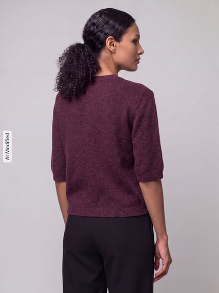 ONLY Regular Fit Strickjacke mit Schnürung Modell 'SIMONI' Bordeaux Melange 5