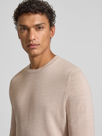 Christian Berg Men Regular Fit Pullover aus Woll-Mix Sand Melange 3