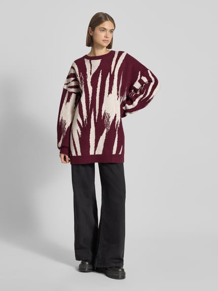 Karo Kauer Oversized Strickpullover mit Woll-Anteil Pflaume 1
