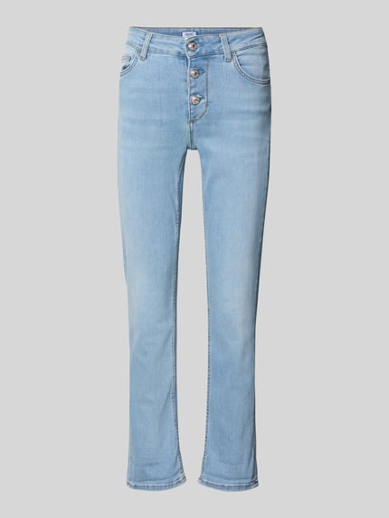 Produktfoto, Jeans mit Knopfleiste Modell 'MONROE' von Liu Jo White aus Baumwoll-Mix mit Stretch-Anteil, Slim Fit, Eingrifftaschen, hellblau