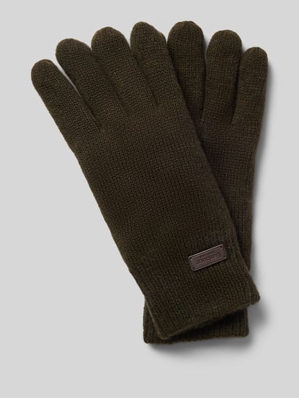 Barbour Handschuhe aus Woll-Mix mit Rippbündchen Dunkelgruen 1