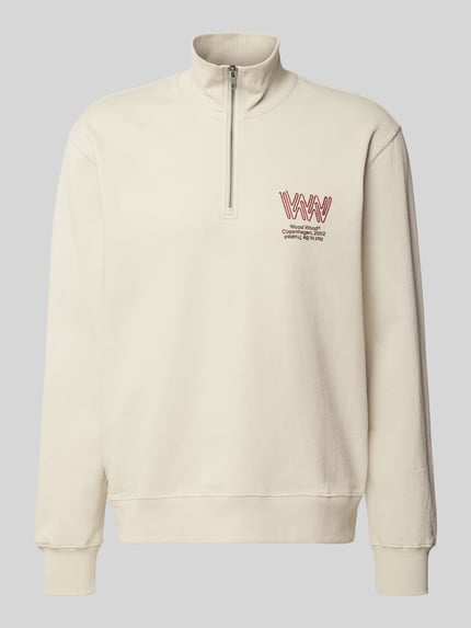 Wood Wood Regular Fit Troyer mit Reißverschluss Modell 'Jack' Beige 2